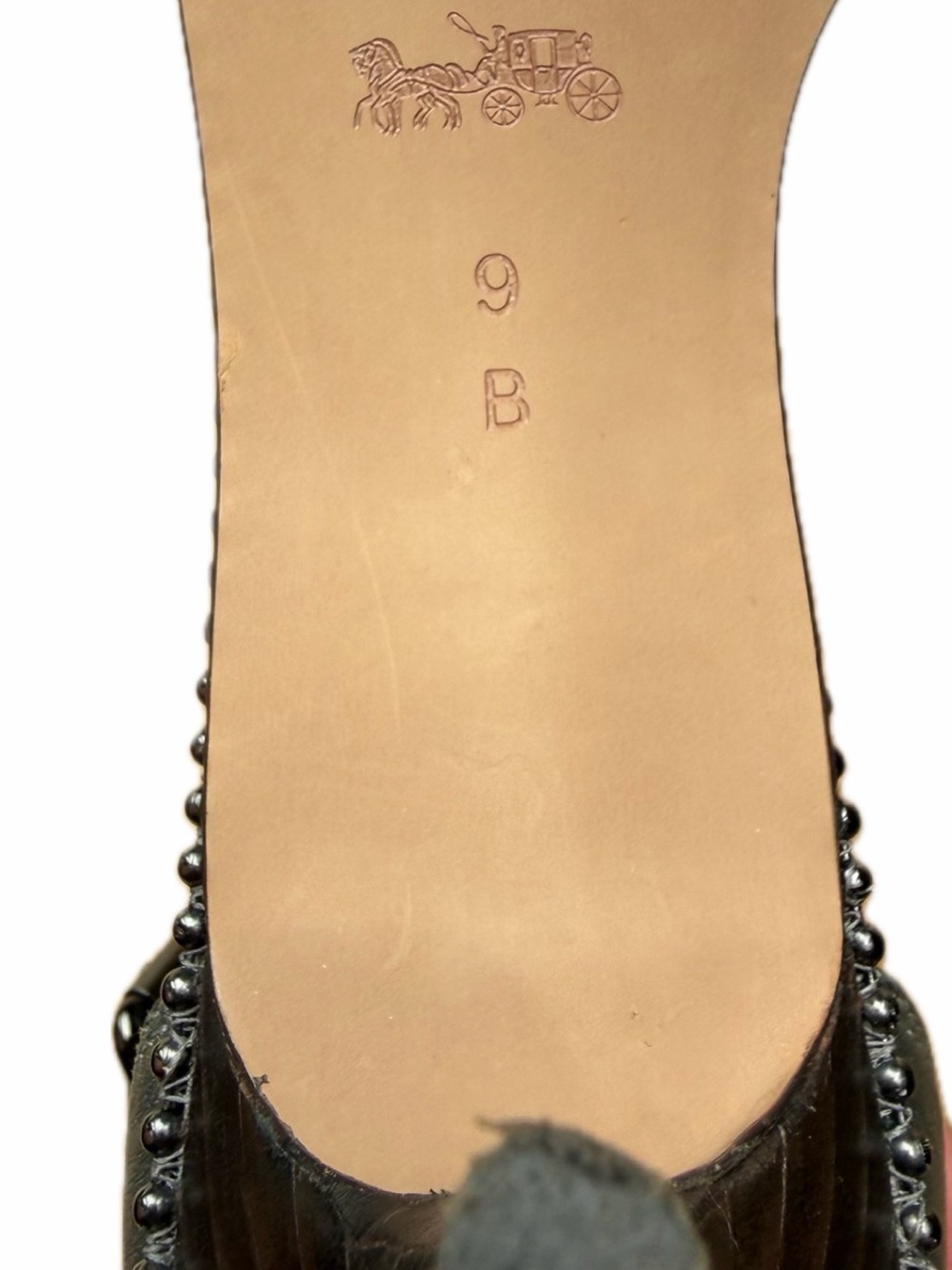 Coach Maude Metallic Soft Mill Gunmetal Leather Ankle-Strap Heels - Picture 2 of 10
